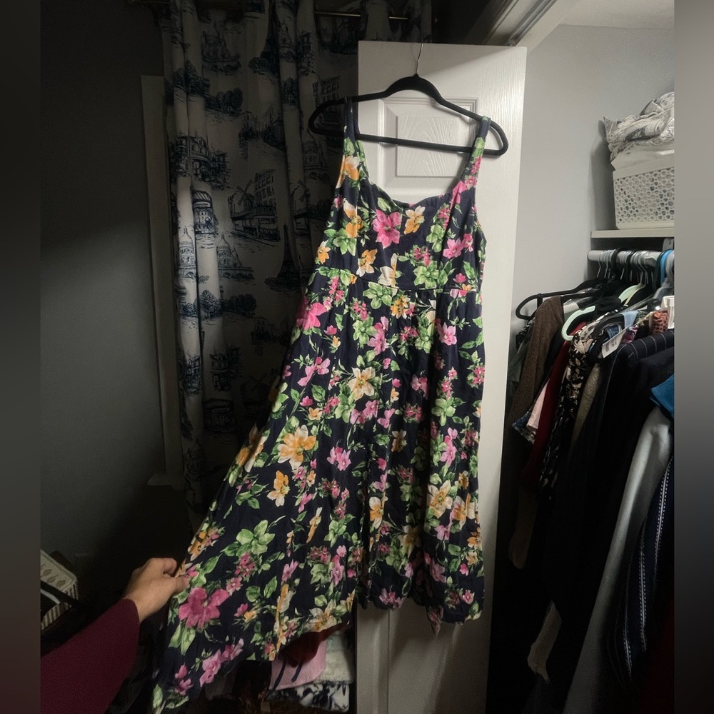 Old Navy Navy Blue Floral Dress